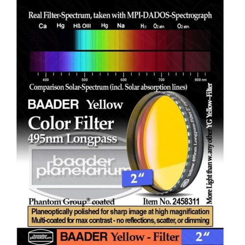 Filtro BAADER AMARILLO 495nm Filtro BAADER AMARILLO 495nm