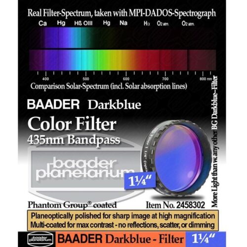 Filtro BAADER AZUL OSCURO 435nm 1.25" Filtro BAADER AZUL OSCURO 435nm 1.25"