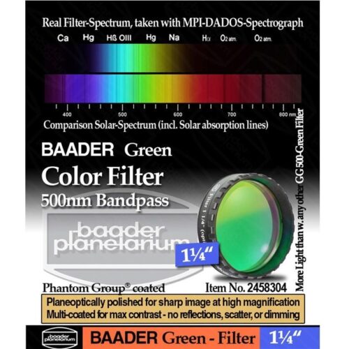 Filtro BAADER VERDE 500nm 1.25" Filtro BAADER VERDE 500nm 1.25"