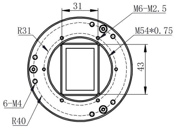 M54-55mm Placa de inclinación de Corrector de tilt ZWO de M54