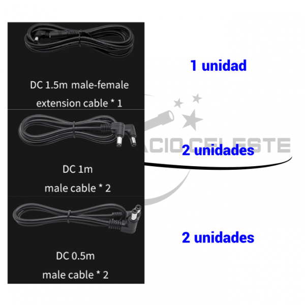 zwo_set_cables Set ZWO de cables de alimentación