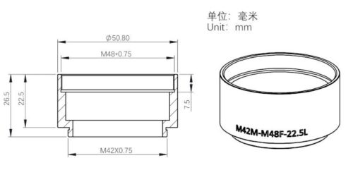 ZWM42M-M48F-22-5-01-small Extensor ZWO 22.5 mm M42 (m) M48 (h)