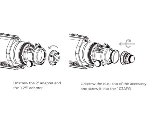 Askar-ASRED08-140-reducer-140APO-montage-1000 Reductor aplanador Askar 0.8X para 140APO