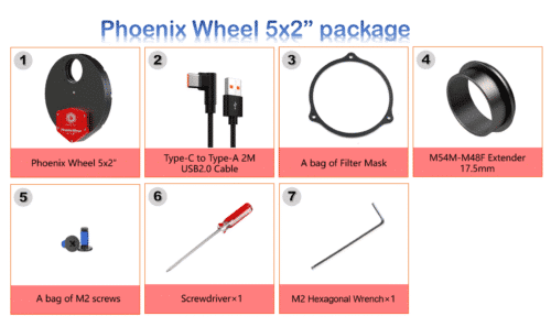 5x2-package Rueda portafiltros Player One Phoenix 5 x 2” (o 50 mm sin montar)