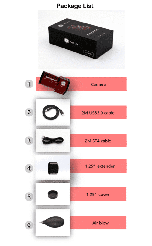 Cámara guiado Player One Ceres 462M (IMX462) USB3.0 Mono