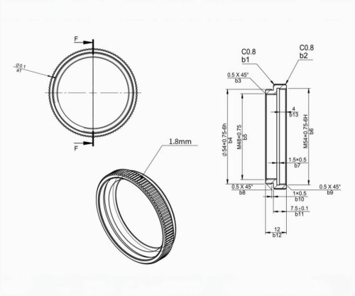 zwo-m54-m54-7.5-c-m54x0.75-extender-7.5-mm-structure-1000 Extensor ZWO M54 longitud 7.5 mm