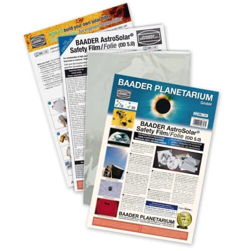 Lámina solar Baader AstroSolar Safety Film OD 5.0 20x29 cm (visual y foto)