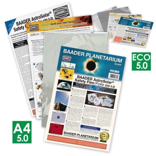 Lámina solar Baader AstroSolar Safety Film OD 5.0 140x155 mm (visual y foto)